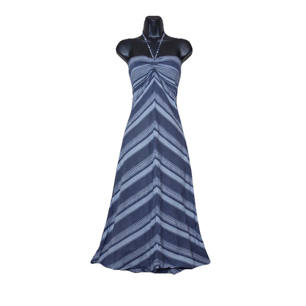 Patagonia women's dress skirt blue striped strapless worn wear M  3 Way wear Y2K